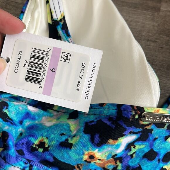 Calvin Klein Plunge Floral Swimsuit - Picture 4 of 4